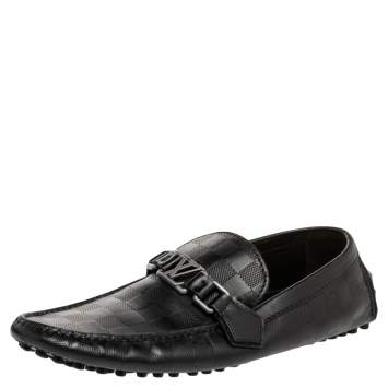 Pre Owned Louis Vuitton Black Damier Infini Leather Hockenheim Slip on Loafers Size 41.5