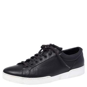 Pre Owned Louis Vuitton Black Leather Concorde Low Top Sneakers Size 41.5