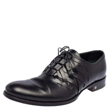 Pre Owned Louis Vuitton Black Leather Oxfords Size 42