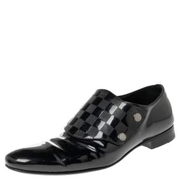 Pre Owned Louis Vuitton Black Patent Leather Monk Strap Loafers Size 42 