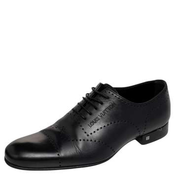 Pre Owned Louis Vuitton Black Leather Lace Up Derby Size 41