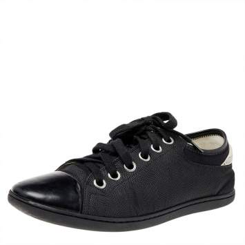 Pre Owned Louis Vuitton Black Damier Fabric And Leather Sneakers Size 39