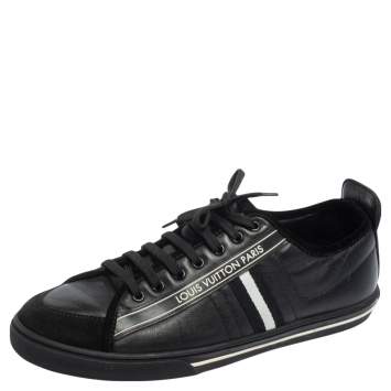 Pre Owned Louis Vuitton Black Leather and Suede Cosmos Low Top Sneakers Size 41