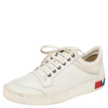 Pre Owned Louis Vuitton White Leather  Low Top Sneakers Size 42