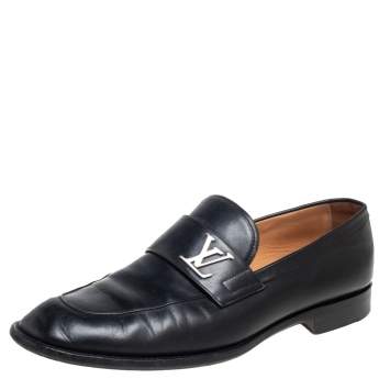 Pre Owned Louis Vuitton Black Leather Saint Germain Loafers Size 40.5
