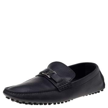 Pre Owned Louis Vuitton Black Leather Hockenheim Slip On Loafers Size 41