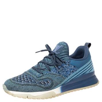 Pre Owned Louis Vuitton Blue Knit Fabric VNR Sneakers Size 40.5
