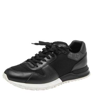 Pre Owned Louis Vuitton Black Monogram Canvas and Mesh Run Away Lace Up Sneakers Size 41