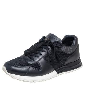 Pre Owned Louis Vuitton Black Monogram Canvas and Mesh Run Away Lace Up Sneakers Size 41