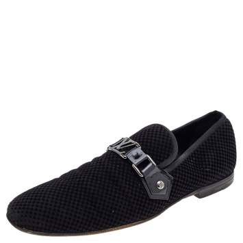 Louis Vuitton Petit Damier Ebene Suede  Monte Carlo Moccasins Size 41.5