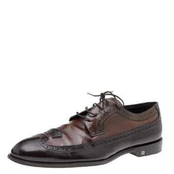 Pre Owned Louis Vuitton Brown Brogue Leather Lace Up Derby Size 42