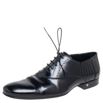 Pre Owned Louis Vuitton Black Leather Lace-Up Derby Size 41.5
