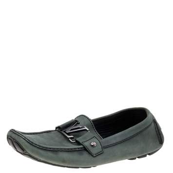 Pre Owned Louis Vuitton Two Tone Leather Monte Carlo Slip On Loafers Size 42