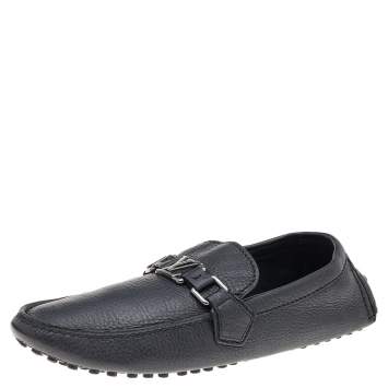 Pre Owned Louis Vuitton Black Leather Hockenheim Slip On Loafers Size 40.5