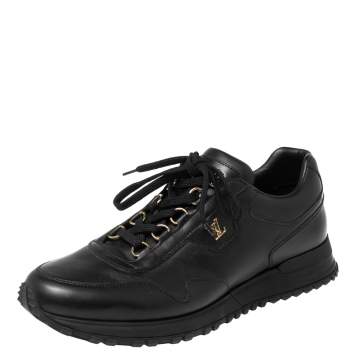 Pre Owned Louis Vuitton Black Leather Lace Up Sneakers Size 41