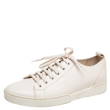Pre Owned Louis Vuitton Cream Epi Leather Match Up Sneakers Size 40.5