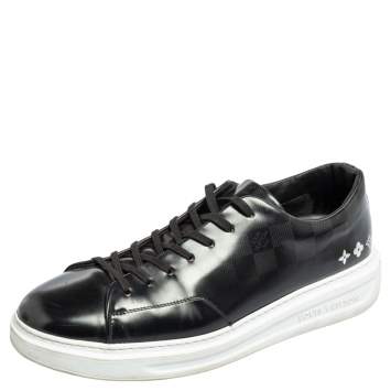 Pre Owned Louis Vuitton Black Damier Glazed Canvas Beverly Hills Low-Top Sneaker Size 43.5