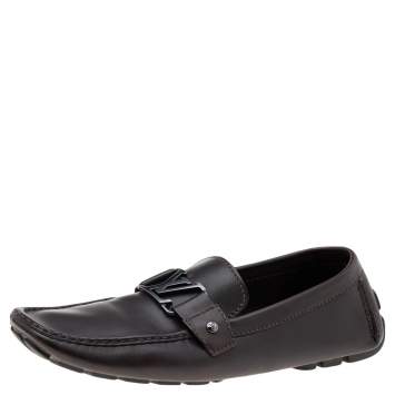 Pre Owned Louis Vuitton Dark Brown Monte Carlo Loafers Size 44.5