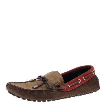 Pre Owned Louis Vuitton Multicolor Suede Arizona Slip On Loafers Size 42