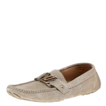 مملوكة مسبقًا Louis Vuitton Grey Suede Monte Carlo Loafers Size 41