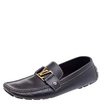 مملوكة مسبقًا Louis Vuitton Brown Leather Monte Carlo Slip On Loafers Size 43.5