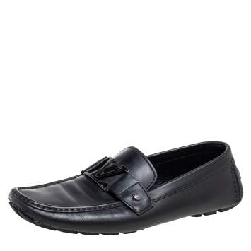 Pre Owned Louis Vuitton Black Leather Monte Carlo Loafers Size 42