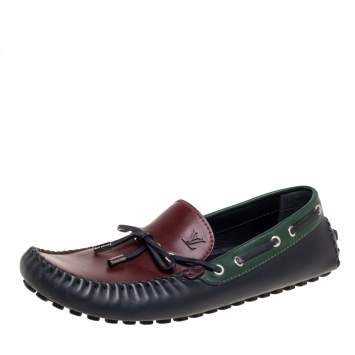 Pre Owned Louis Vuitton Tricolor Leather Arizona Loafers Size 45