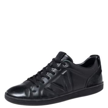 Pre Owned Louis Vuitton Black Leather and Suede Fuselage Low-Top Sneakers Size 42