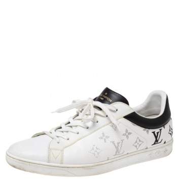 Pre Owned Louis Vuitton White/Black Gradient Monogram Leather Luxembourg Sneakers Size 43