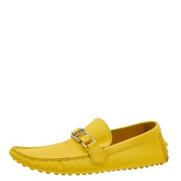 Pre Owned Louis Vuitton Yellow Leather Hockenheim Slip On Loafers Size 42.5