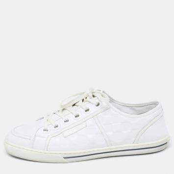 Pre Owned Louis Vuitton White Damier Leather Offshore Low-Top Sneakers Size 42