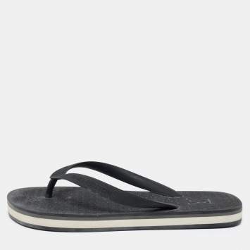 Pre Owned Louis Vuitton Black Rubber Thong Flat Sandals Size  40.5