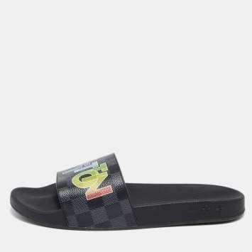 Pre Owned Louis Vuitton Black Damier  Canvas Waterfront Sclipse Flat Sandals Size 42.5  