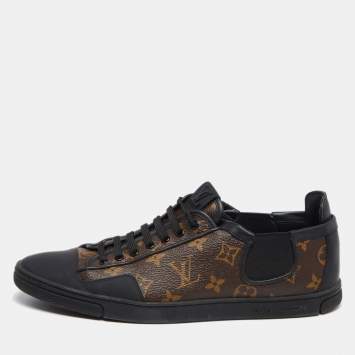 Pre Owned Louis Vuitton Brown Monogram Canvas  And Leather Slalom Low Top Sneakers Size 42.5