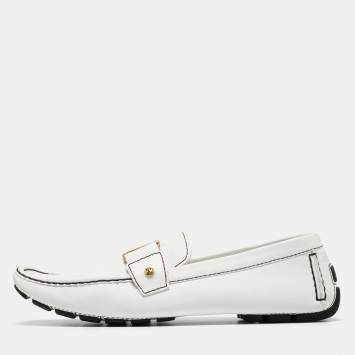 Pre Owned Louis Vuitton White Leather Monte Carlo Loafers Size 44