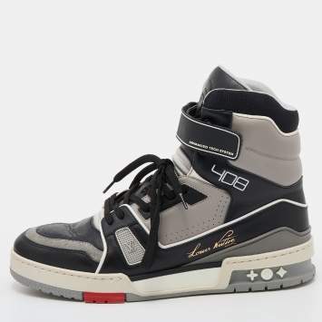 Pre Owned Louis Vuitton Multicolor Leather And Suede LV Trainer High Top Sneakers Size 40