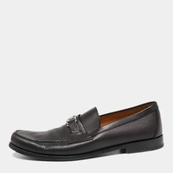 Pre Owned Louis Vuitton Black Epi Leather Major Loafers Size 47