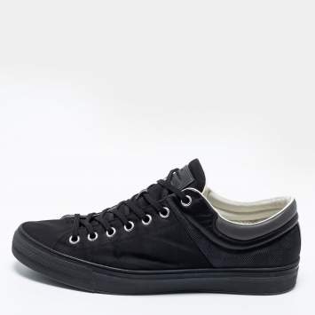 Pre Owned Louis Vuitton Black Nylon and Leather Low-Top Sneakers Size 44.5