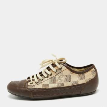 Pre Owned Louis Vuitton Damier Azur Canvas and Leather Sneakers Size 40