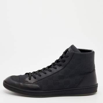 Pre Owned Louis Vuitton Damier Graphite Nylon And Leather Offshore High Top Sneakers Size 44