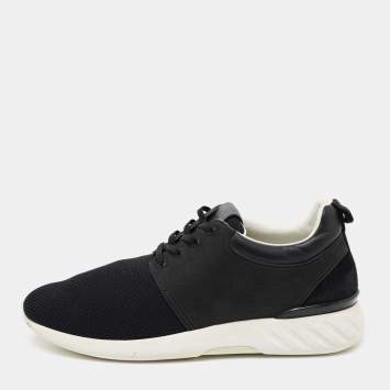 Pre Owned Louis Vuitton Black Leather and Mesh Fastlane Sneakers Size 41.5