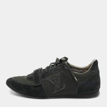 مملوكة مسبقًا Louis Vuitton Green Suede And Mesh Lace Up Sneakers Size 42.5