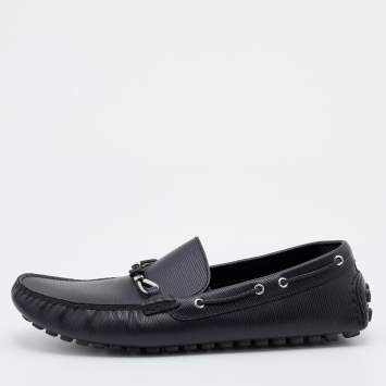 مملوكة مسبقًا Louis Vuitton Black Epi Leather Raspail Slip On Loafers Size 44.5