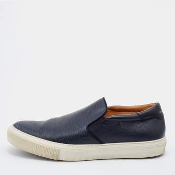 مملوكة مسبقًا Louis Vuitton Black/Blue Leather Slip On Sneakers Size 45