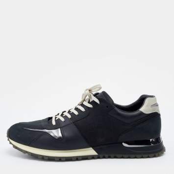 مملوكة مسبقًا Louis Vuitton Black Damier Nubuck And Leather Run Away Lace Up Sneakers Size 45