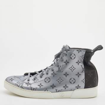 Pre Owned Louis Vuitton Grey/Black Match Up Monogram Canvas Pacific High Top Sneakers Size 44
