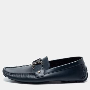 مملوكة مسبقًا Louis Vuitton Navy Blue Leather Monte Carlo Loafers Size 42