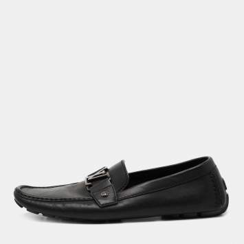 Pre Owned Louis Vuitton Black Leather Monte Carlo Loafers Size 43