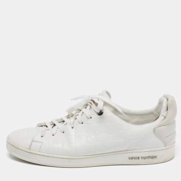 مملوكة مسبقًا Louis Vuitton White Croc Embossed Leather Frontrow Low-Top Sneakers Size 42