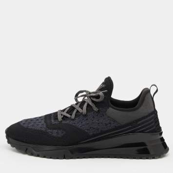 Pre Owned Louis Vuitton Black Knit Fabric VNR New Runner Low Top Sneakers Size 43